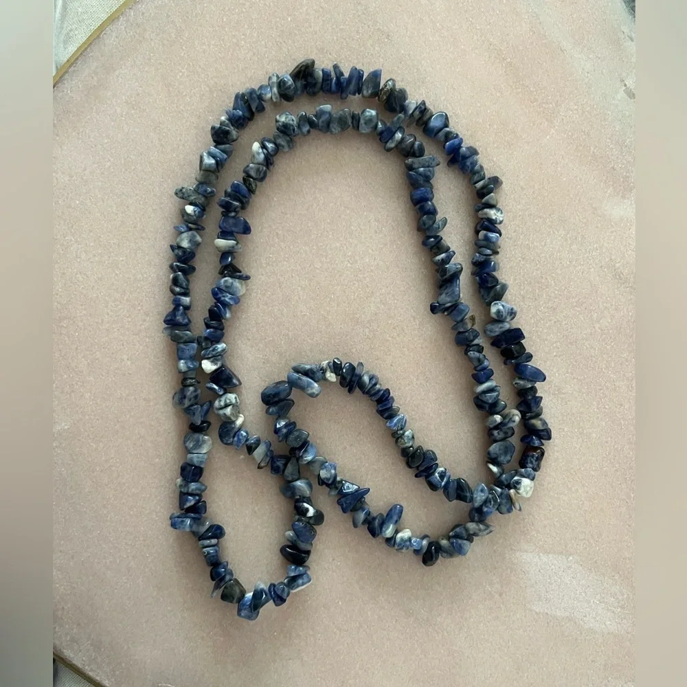 Polished Sodalite Stone Chip Necklace